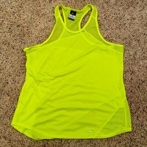 Nike yellow part mesh/tech fabric tank top